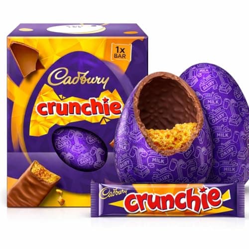 Image of Cadbury Large Chocolate Crunchie Easter Egg Include 1 Large Easter Egg & 1 Crunchie Bar Hunt Special Collection Perfect For Easter Egg Hunt School Great Gift For Kids & Adults