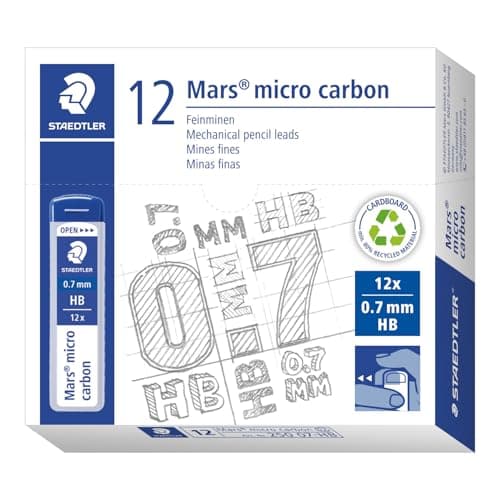Image of STAEDTLER 250 07-HB Mars Micro Refill Leads for Mechanical Pencils - HB, 0.7mm (Box of 12 x Tubes of 12 Leads)