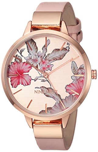 Image of Nine West Women's Floral Dial Strap Watch