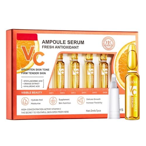 Image of Vitamin C Serum for Face Concentrated Ampoules, Vit C Serum Anti Ageing & Anti Wrinkle Serum, Brightening Serum for Dull,Tired Skin, Powerful Antioxidant Protection face serum, 7x2ml Ampoule Serum