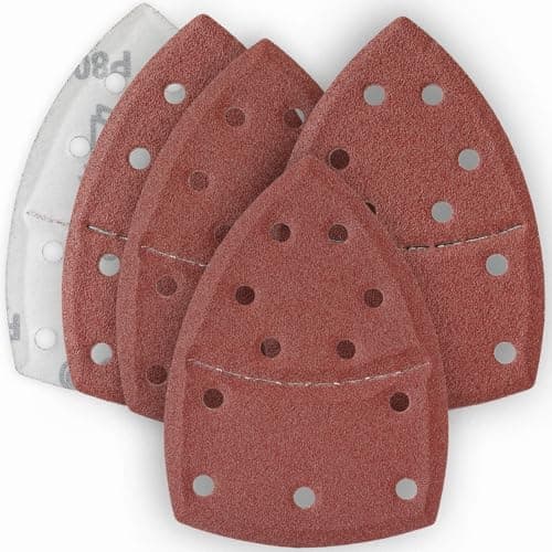 Image of YoiYee Mouse Detail Sandpaper Coarse to Medium Grit P80/100/120/150, 20PCS Hook & Hook Aluminium Oxide Sheets for Surface Prep, Sanding, and Model Making