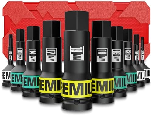 Image of Aurlloct 1/2" Drive Impact Hex Bit Socket Set, 10 Piece Impact Allen Sockets, 5mm - 19mm Allen Key Sockets for Auto Repair Industrial Assembly Equipment Maintenance and DIY Enthusiasts Alike