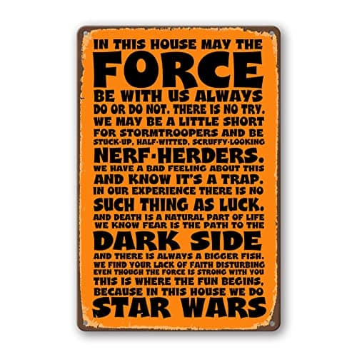 Image of DOSEK Metal Tin Sign In This House Compatible For Star Wars Home Wall Art Decor Gifts Bathroom Accessories May The Force Be With You Do Or Not There Is No Try Decorations Vintage Signs 8x12 Inches