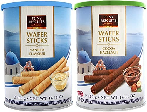 Image of Wafer Rolls Variety Pack - Vanilla Flavoured Cream (400g) & Hazelnut and Cocoa Cream (400g)