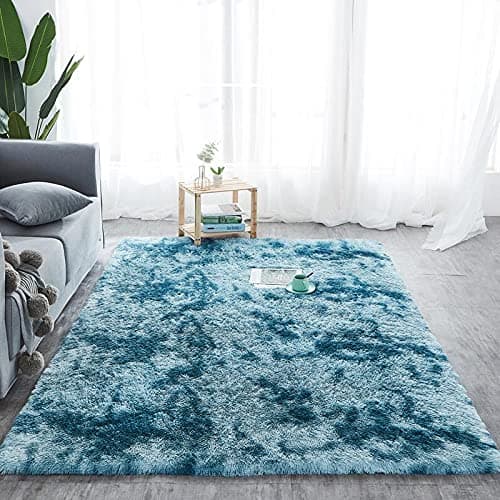 Image of RUGSTORE Homeware Rugs Living Room Large 160x230 Cm - Black Area Rugs for Bedroom - Super Soft Anti Slip Fluffy Shaggy Rug Thick Pile Non Shedding (Teal, 80 X 150 CM)