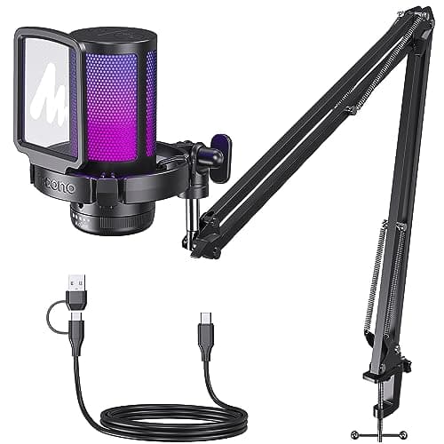 Image of MAONO Gaming USB Microphone, Noise Cancellation Condenser Mic with Mute, Gain, Monitoring, Boom Arm, Pop Filter for Streaming, Podcast, Twitch, YouTube, Discord, PC, Computer, PS5, Mac, DGM20S