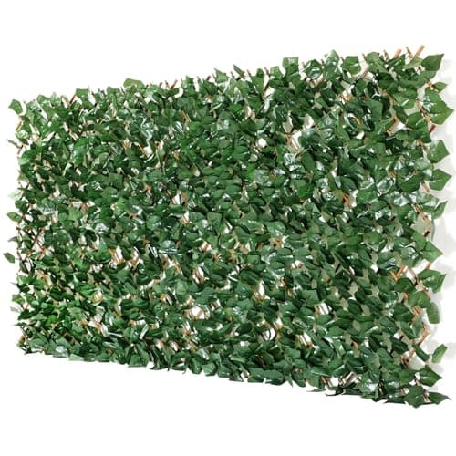 Image of Artificial Maple Leaf Willow Extendable Trellis Plastic Hedge Garden Fence Screening Privacy 2m x 1m