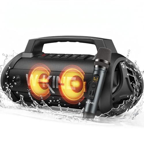 Image of W-KING 70W (120W Peak) Bluetooth Speaker with Microphone, D10 Portable Speaker Loud Punchy Bass/EQ, Party Speakers Wireless Bluetooth Waterproof IPX6/42H Play/Powerbank, Big Karaoke Speaker AUX/TF