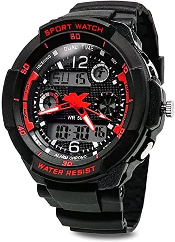 Image of TOPCABIN Digital-analog Boys Girls Sport Digital Watch with Alarm Stopwatch Chronograph - 50m Water Proof (red)