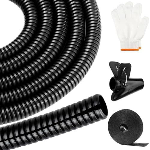 Image of NZNSML Flexible Split Conduit 13 mm x 10 m Underground Split Cable Protector Animal Proof Conduit Cable Management Tidy Sleeve for TV PC Computer Car Office Home Garden, Black
