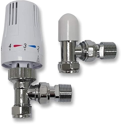 Image of TC Thermostatic Radiator Valve Angled TRV & Lockshield 15mm Pack