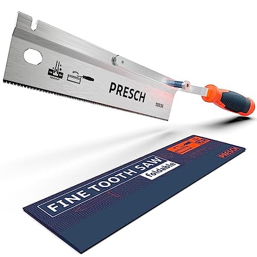 Image of Presch Fine Tooth Saw 250mm - Cranked Dovetail Saw with Reversible Handle - Handsaw for Wood, Plastic, Craft and Carpenters