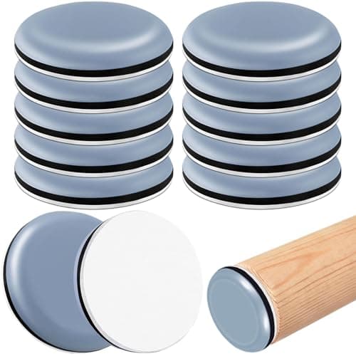 Image of TXErfolg 12 Pieces Self-Adhesive Furniture Glides Ø 50mm PTFE Teflon Round Self-Stick Furniture Sliders for Sofa Table Chair, Furniture Mover Pads for Smooth Floors and Carpets(Round,50mm)