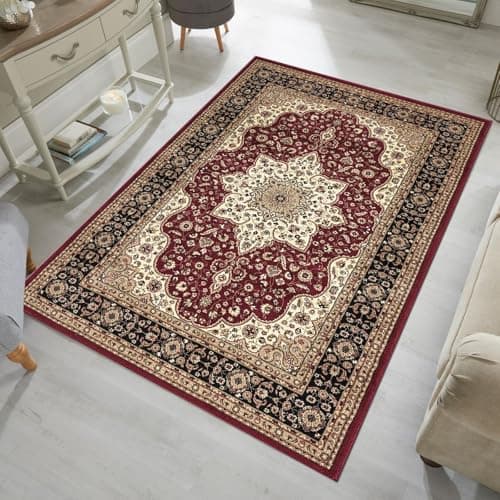 Image of cozily® Traditional Rugs Living Room Large 160x230 cm - Washable Red Rug Living Room - Rome Vintage Carpets For Bedrooms