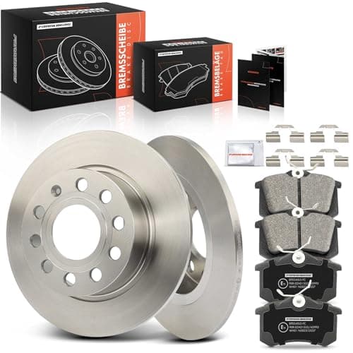 Image of Frankberg Brake Kit incl. 2x Brake Disc + 4x Brake Pad Rear Compatible with Golf VI 5K1 Golf V 1K1 Golf Plus 521 5M1 Yeti 5L Replace# 1H0698451D