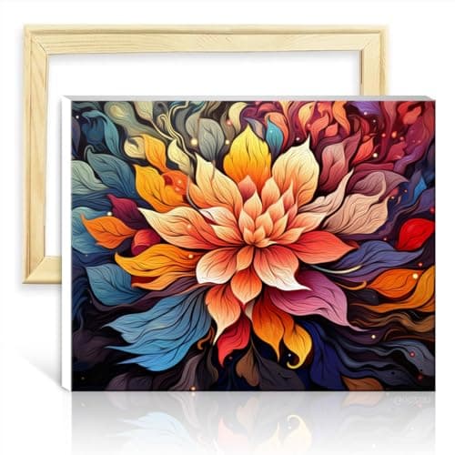 Image of TANGFEIY on Canvas Easy to Paint Artwork Flower Painting Canvas Oil Painting Kit Kids with Brushes and Acrylic Pigment on Canvas Art Oil Painting, No Frame(40x50cm)
