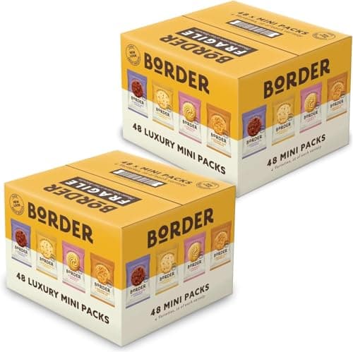Image of 2 Boxes of Border Mini Pack Biscuits – Assorted Luxury Biscuit Collection (48 Snack Packs) | Individually Wrapped | Ideal for Sharing, Gifting & Office Snacks