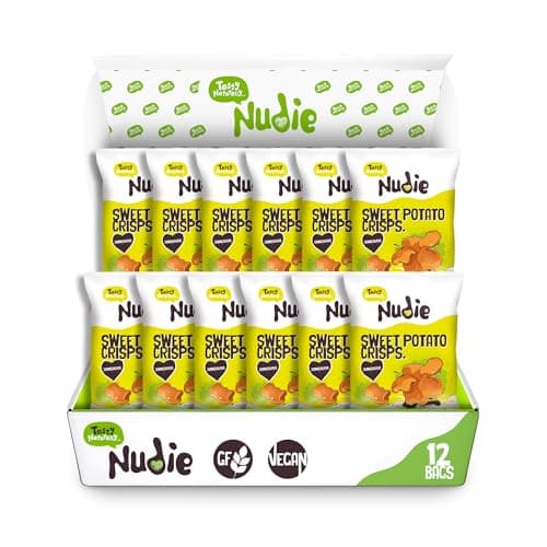 Image of Nudie Snacks - Chimichurri Sweet Potato Crisps - 12 x 20g Bags - Vegan Crisps - Healthy Snacks for Adults and Kids | Protein Snacks, High Fibre | Low Calorie, 100% Natural