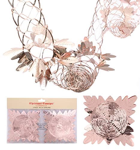 Image of Christmas Concepts® Pack Of 2 2.7m (9ft) Foil Garland Festive Hanging Decorations - Christmas Decorations (Rose Gold)