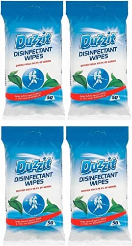 Image of Duzzit 4 x Pack of 50 Disinfectant Wipes Kills 99.9% Of Germs