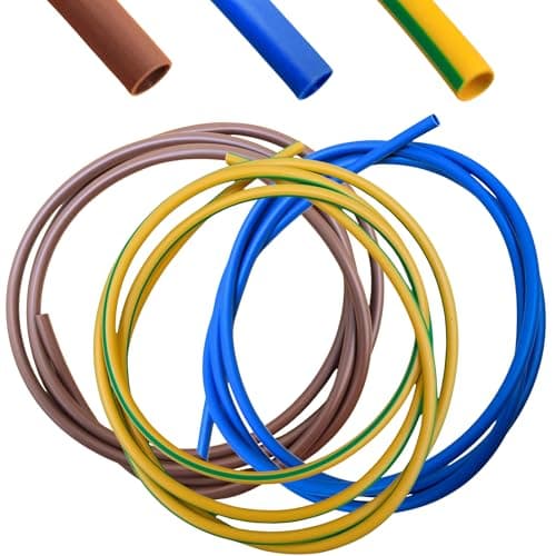 Image of 4mm PVC Electrical Wire Sleeving Mixed Colours – 3 Metre Pack (1m Each Brown, Blue & Yellow/Green) | Cable Insulation Sleeve