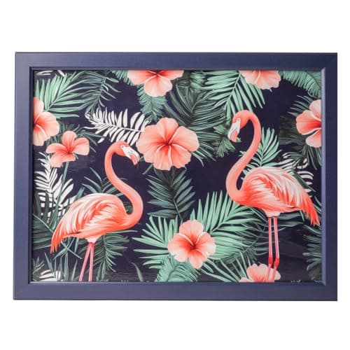 Image of Cushioned Lap Tray with Beanbag Base Comfortable Portable Serving Tray for Laptops, Meals & Crafts (Assorted Designs) 44cm (Flamingo)