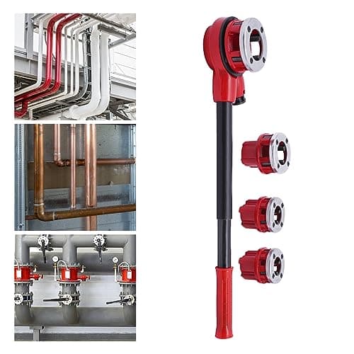 Image of Ratchet Pipe Threader Iron Pipe Threading Kit 1/2'',3/4”,1“/25,1/4'' BSPT Plumber Set,Red Manual Pipe Threading Kit