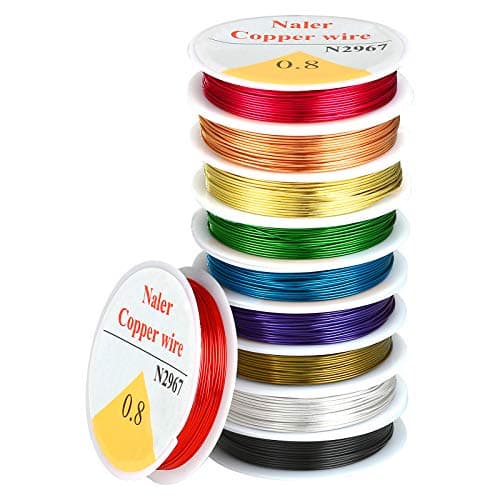 Image of Naler 10 Rolls Craft Wire copper Wire, 0.8mm Mixed Colour Bare Copper Wire Beading Thread Cord for Craft, Jewellery Making DIY, 4 Meters/Roll