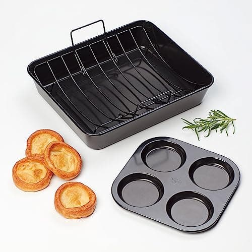 Image of Tala Performance Extra Large Roaster with Rack and Free Large Yorkshire Pan, Professional Gauge Carbon Steel with Eclipse Premium Non-Stick Coating, Ideal for All Cooking and Roasting