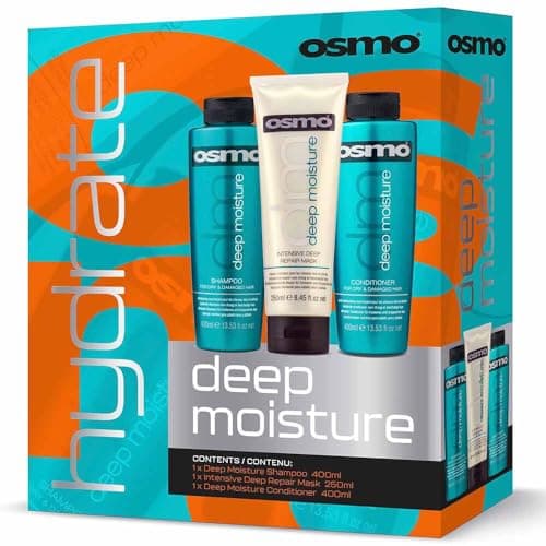 Image of Osmo Deep Moisture Shampoo 400ml, Conditioner 400ml and Deep Repair Mask 250ml