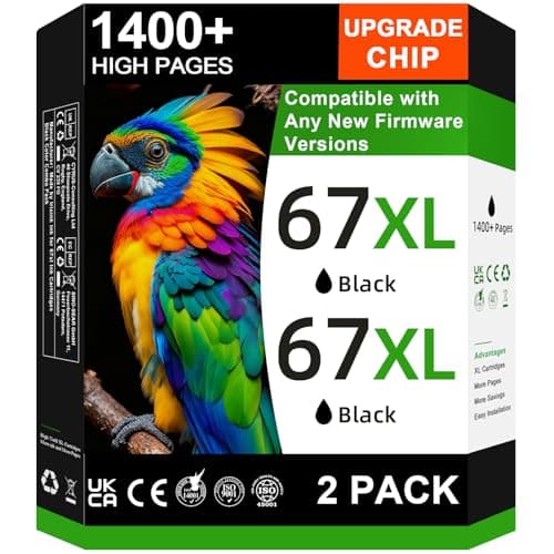 Image of 67XL Black Ink Cartridge Compatible for HP Ink 67 for HP 67XL Black Ink Cartridges Fit for DeskJet 2755e 2700 2700e 2855e 2800e 2827e 4155e 2734e 4100e Envy 6055e 6000 6400 6455e Printer (2 Pack)