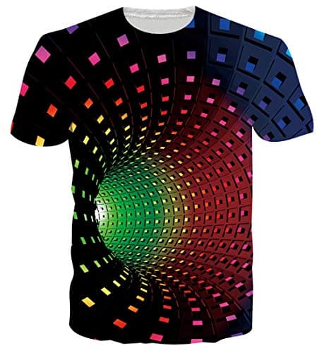 Image of Goodstoworld Mens T Shirt Visual Illusion Funny Cool 3D Graphic Print T-Shirts Womens Tee Shirt Vintage Custom Funky Boys Gifts, XXXL