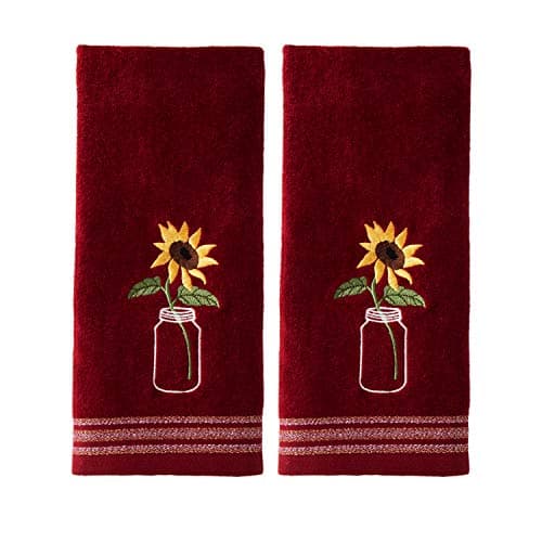 Image of SKL Home by Saturday Knight Ltd. Sunflower In Jar 2 Pc Hand Towel Set, Wine