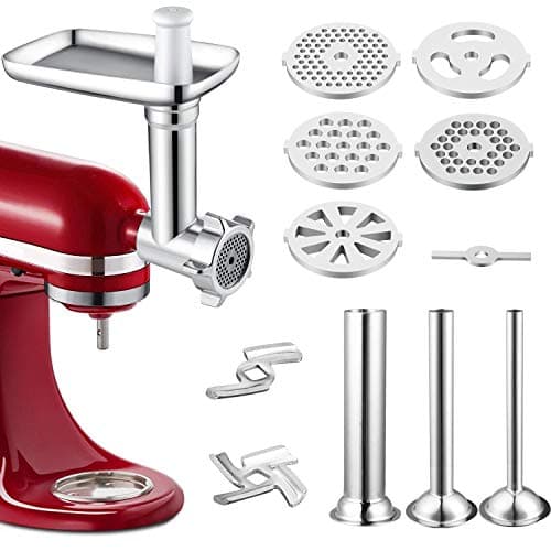 Image of Gdrtwwh Metal Food Grinder Attachment Compatible with All KitchenAid Stand Mixers and PHISINIC Stand Mixer,Includes 3 Sausage Stuffer Tubes