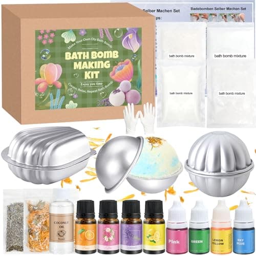 Image of Bath Bomb Making Kit, Vezerd DIY Bath Bombs for Women, Make Your Own SPA Products, Soap Making Kit with Stainless Steel Molds, Bath Foam, Bath & Bathing Shower Accessories Gifts for Girls Women