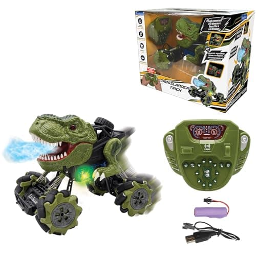 Image of LEXIBOOK, Crosslander® Tirex, Remote control dinosaur car, up to 12km/h, skids, crazy stunts, smoke and sound effects, off-road car, rechargeable, child, RC57