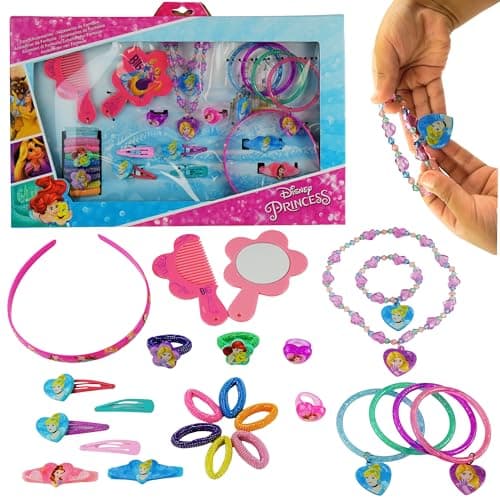Image of 25PCs Licensed Disney Princess Girls Hair Accessories Set - Kids Girls Gift for Christmas or Birthday 3+year, Girls Hair Clip, Hair Ties, Hair Bobble and Hair Elastic Bands