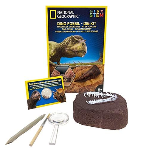 Image of National Geographic Dinosaur Dig Kit - Fascinating Excavation Kits for Kids with Replica T-Rex Tooth and Genuine Dino Poop Fossil | STEM Educational Science Kits Gifts for 8+ Year Old Boys and Girls