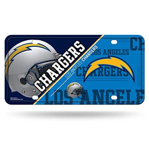 Image of RICO INDUSTRIES NFL Los Angeles Chargers Unisex Los Angeles Chargers License Plate Metallos Angeles Chargers License Plate Metal, Team Color, One Size