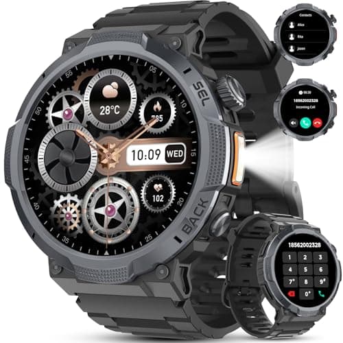 Image of AI Voice Smart Watch for Men Women, Bluetooth 5.4 Answer/Make Calls, Smartwatch Heart Rate/Sleep/SpO2 Monitor/Pedometer/Calories, 120+Sports, IP68 Waterproof Fitness Tracker for Android iOS, Black