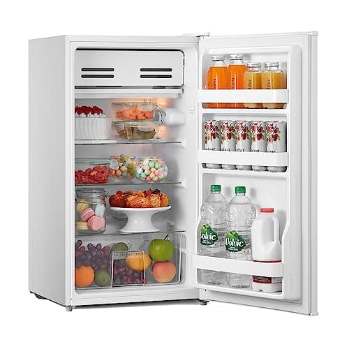 Image of COMFEE' RCD93WH2(E) Under Counter Fridge, 93L Small Fridge with Cooler Box, Interior Light, Removable Glass Shelf, Reversible Door Hinge, Adjustable Legs, Standard Refrigerator White [Energy Class E]