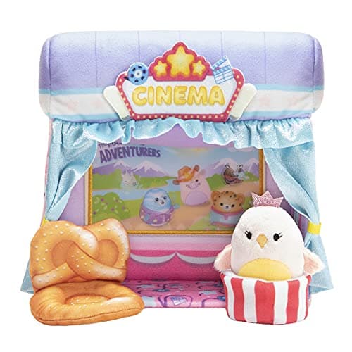 Image of Squishville Mini-Squishmallows Cinema Playset - Includes One 2-Inch Mini Plush, One Pretzel Chair, One Popcorn Bucket - Irresistibly Soft, Colourful Plush