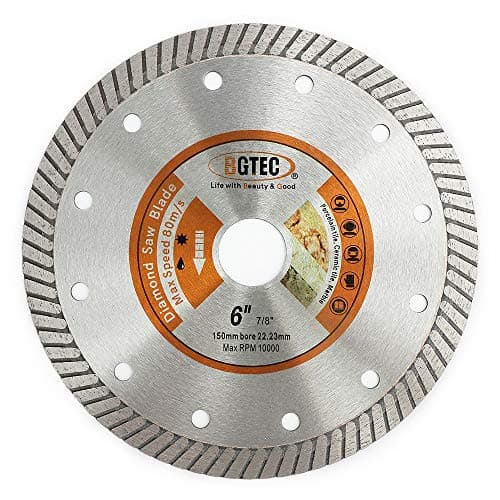 Image of BGTEC Diamond Tile Blade 150mm Super Thin Turbo Rim Concrete Porcelain Saw Blade with 22.23mm Arbor for Cutting Porcelain Tile Ceramic Granite Marble Hard Material Cutting Disc
