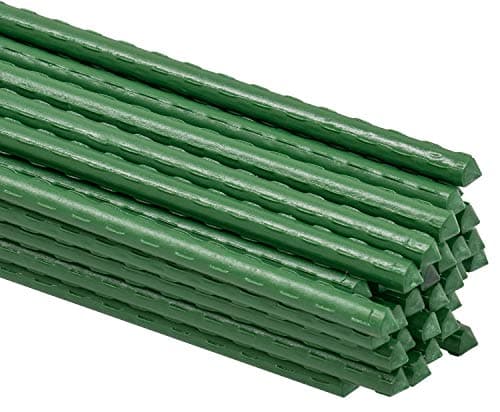 Image of Woodside Green Garden Plant Stakes, Coated Steel Shrub/Vine Support Spikes, Pack of 50, 11mm x 90cm