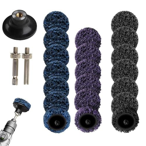 Image of 20 Pcs Grinding Discs 50mm/2 Inch, Nylon Discs Stripping Wheel, Paint Stripping DiscsRust Removal Disc for Metal Steel Grinding Polishing Sanding, with Metal Rod/Base/Hex Rod, Purple/Blue/Black