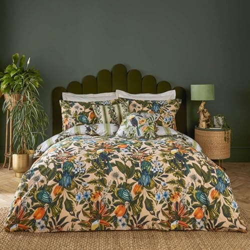 Image of furn. Leilani Duvet Cover Set – Tropical Floral Rainforest Reversible Cotton Blend (Multicolour – King)