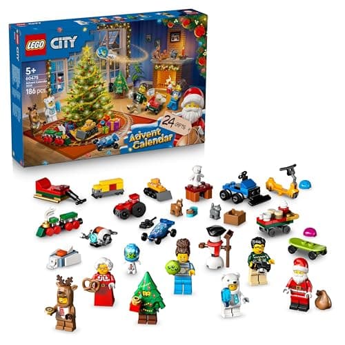 Image of LEGO City Advent Calendar 2025 for 5+ Year Old Boys & Girls - Christmas Countdown Toy with 24 Surprises incl. a Train, Car & Tractor plus 7 Minifigures - Gift Idea - 60475