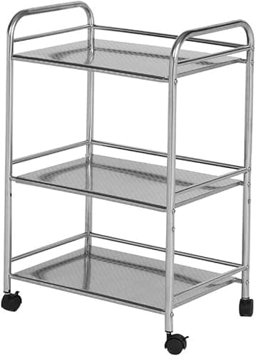 Image of Multibao Stainless Steel Rack Shelf 3 Tier Side Rolling Kitchen Service Cart Trolley Rack Stand for Beauty Salon BBQ Hotels Restaurants 60cmx35cmx75cm