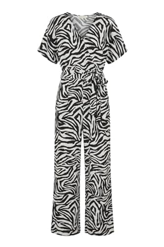 Image of Yumi Black Zebra Print Relaxed Jumpsuit (Black, 16)