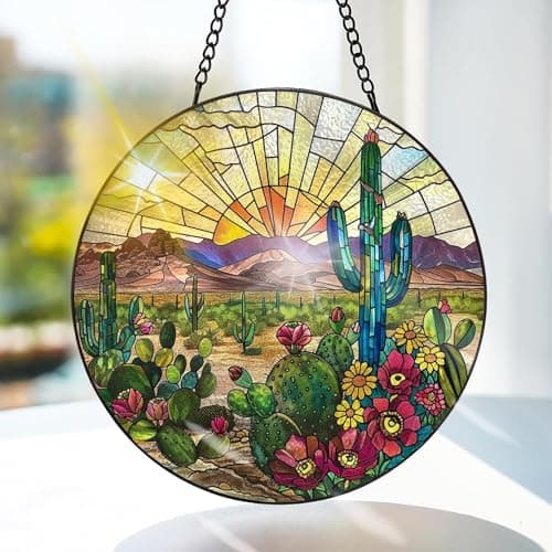 Image of Bimkole Snowman Stained Glass Suncatcher Window Hanging - Christmas Indoor Window or Doorway Decoration - Handmade Sun Catcher Decor for Birthday for Women, Men, Wife, Lovers, and Mom 20x20 cm